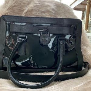 Michael Kors Black Patent Medium Hamilton Purse